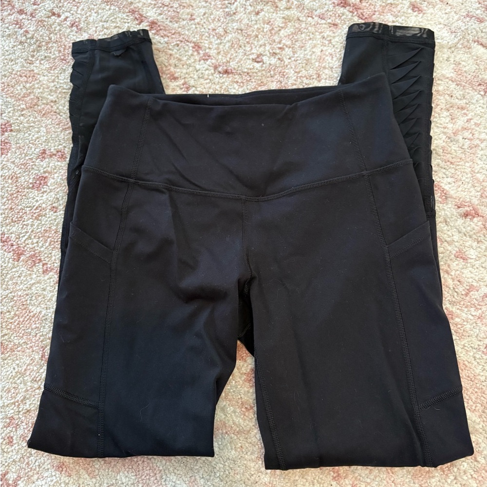 Black Mesh Detail Knockout Leggings from Victoria Secret